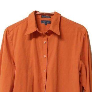 Falconnable Men's Large Solid Orange Long Sleeve Button Up Dress Shirt